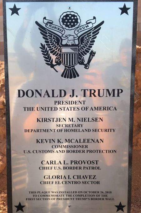Trump border wall plaque